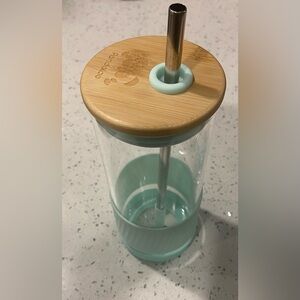 Pandaloo Glass Tumbler with 2 Lids and 2 Straws
